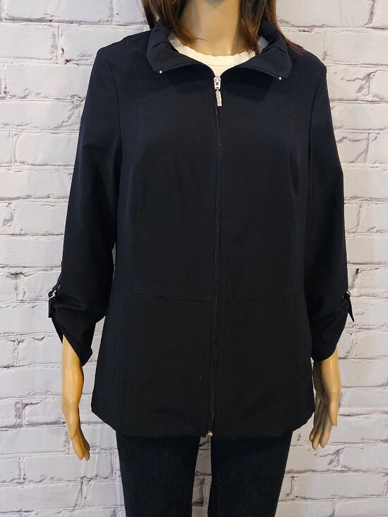 CLEO - Navy zipper front lightweight jacket - Picture 5 of 11